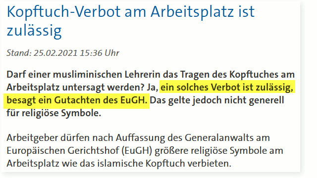 Kopftuchverbot rechtens