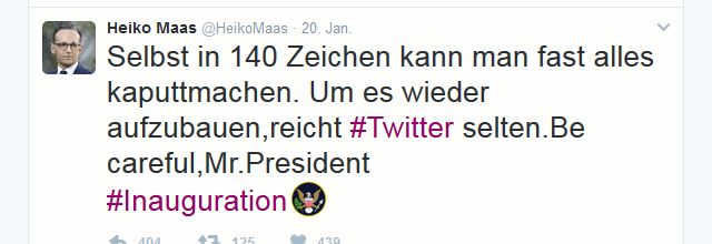 Maas mahnt Trump